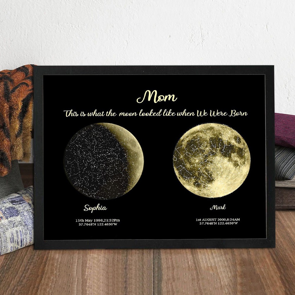 Custom Mom Moon Phase Print Frame Sign Keepsake Gifts For Mom Mother's Day Gift Ideas