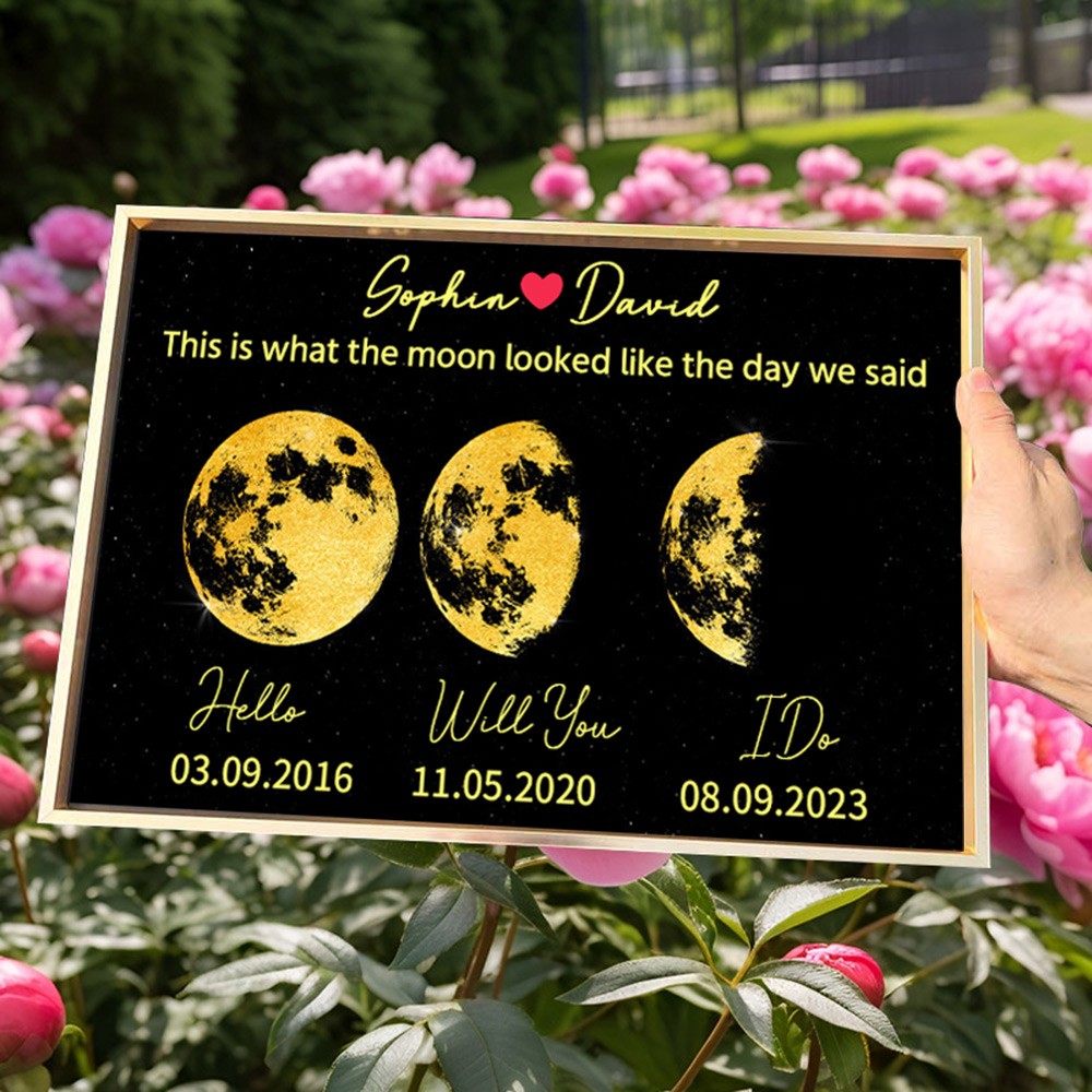 Personalized Couple Moon Phase Frame Wooden Sign Unique Gift For Couple