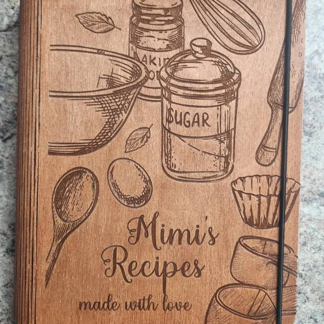 Personalized Mimi's Wooden Recipe Book Blank Binder Gifts for Mom Grandma Christmas Gift Ideas