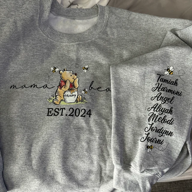 Custom Mama Bear Embroidered Sweatshirt Hoodie With Date Gift For Mom Christmas Gift Ideas