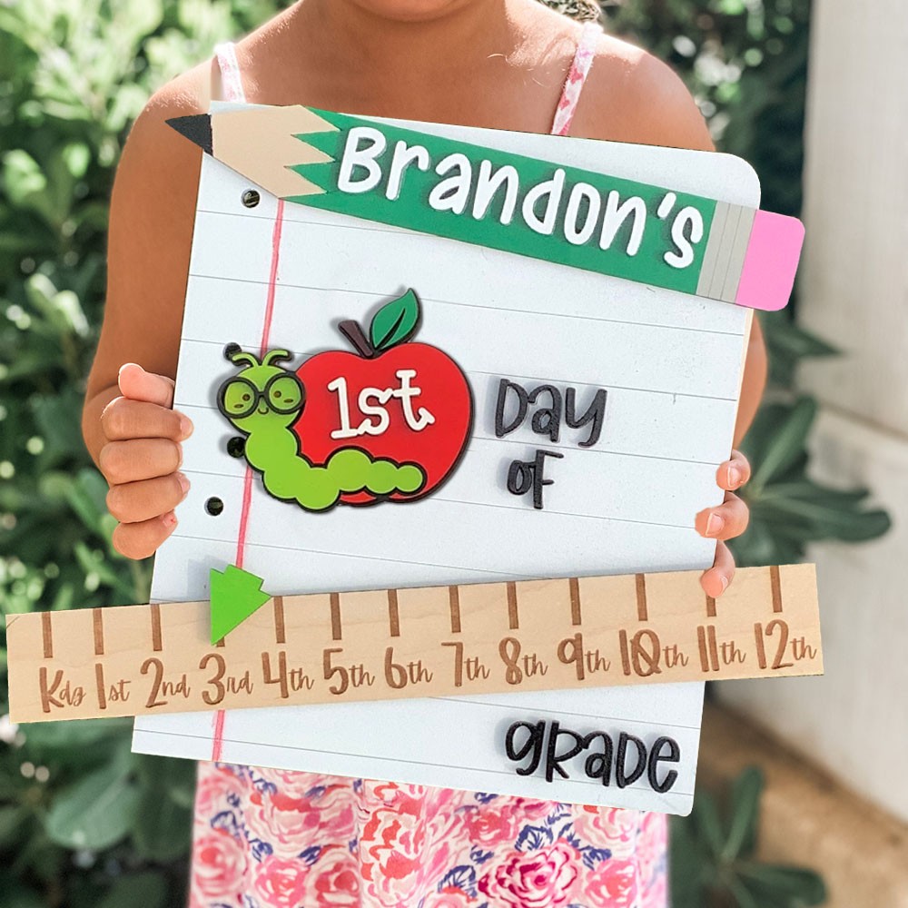 Custom First/100th/Last Day of School Interchangeable Back to School Sign Prop For Kids Gift Ideas