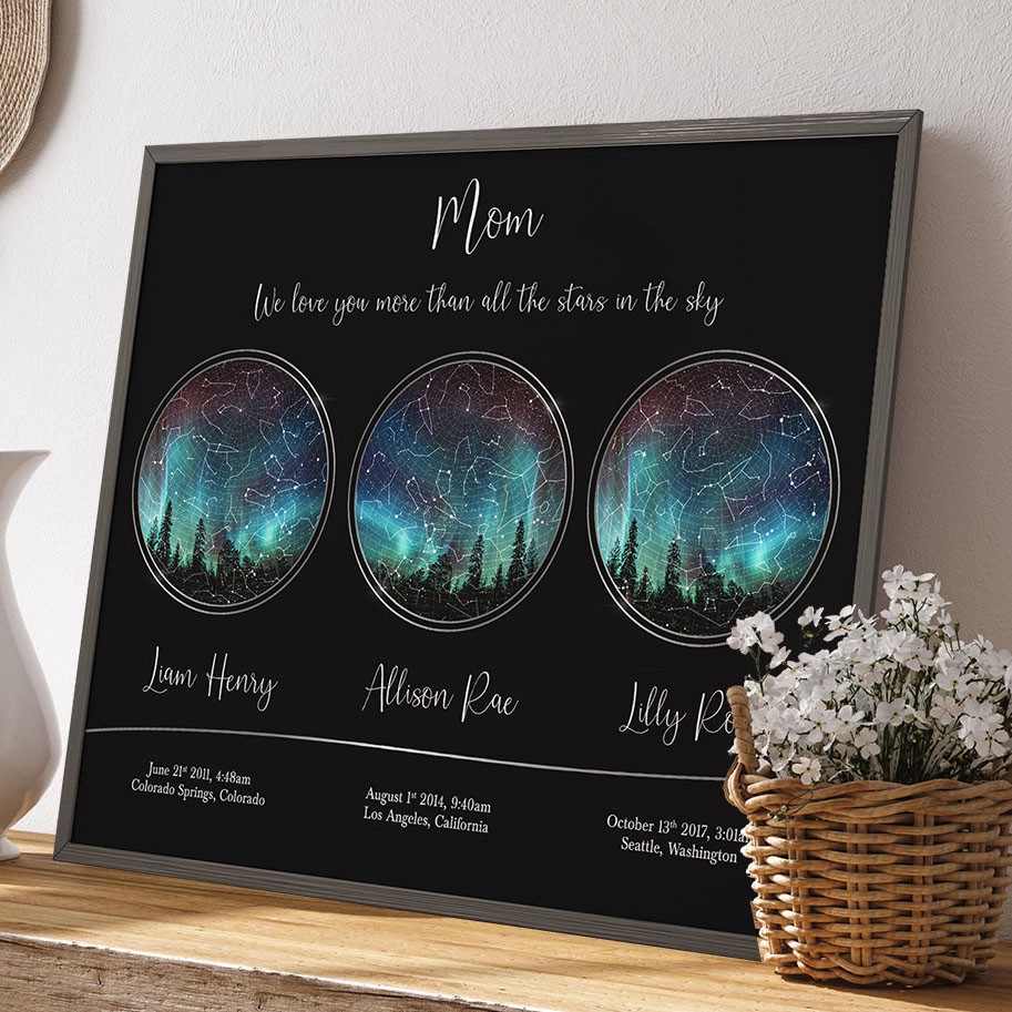 Personalized Star Map Print Frame for Grandma Mom Family Keepsake Gifts Christmas Gift