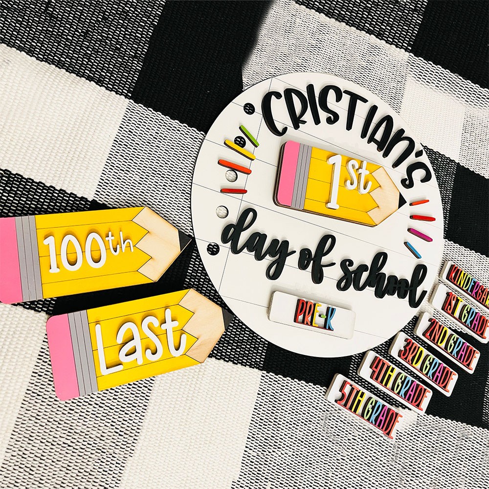 First/100th/Last Day of School Interchangeable Back to School Sign Custom Photo Prop For Kids