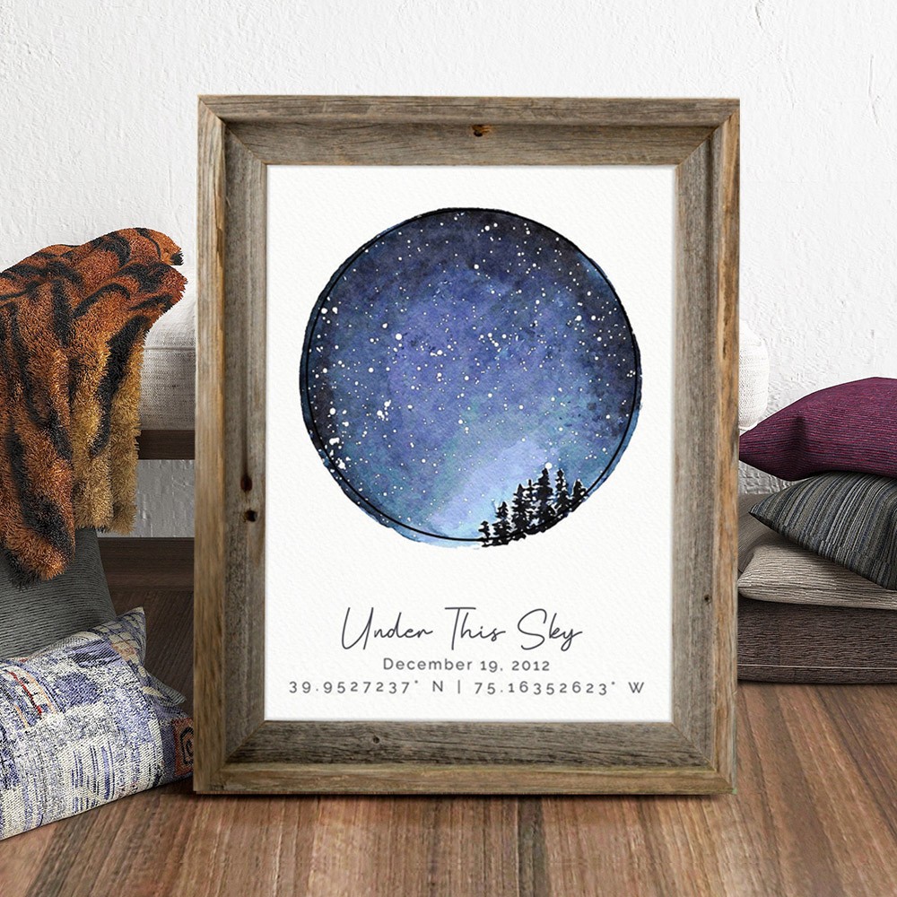 Custom Star Map Print Frame Personalized Gifts for Couple Anniversary Gift Ideas