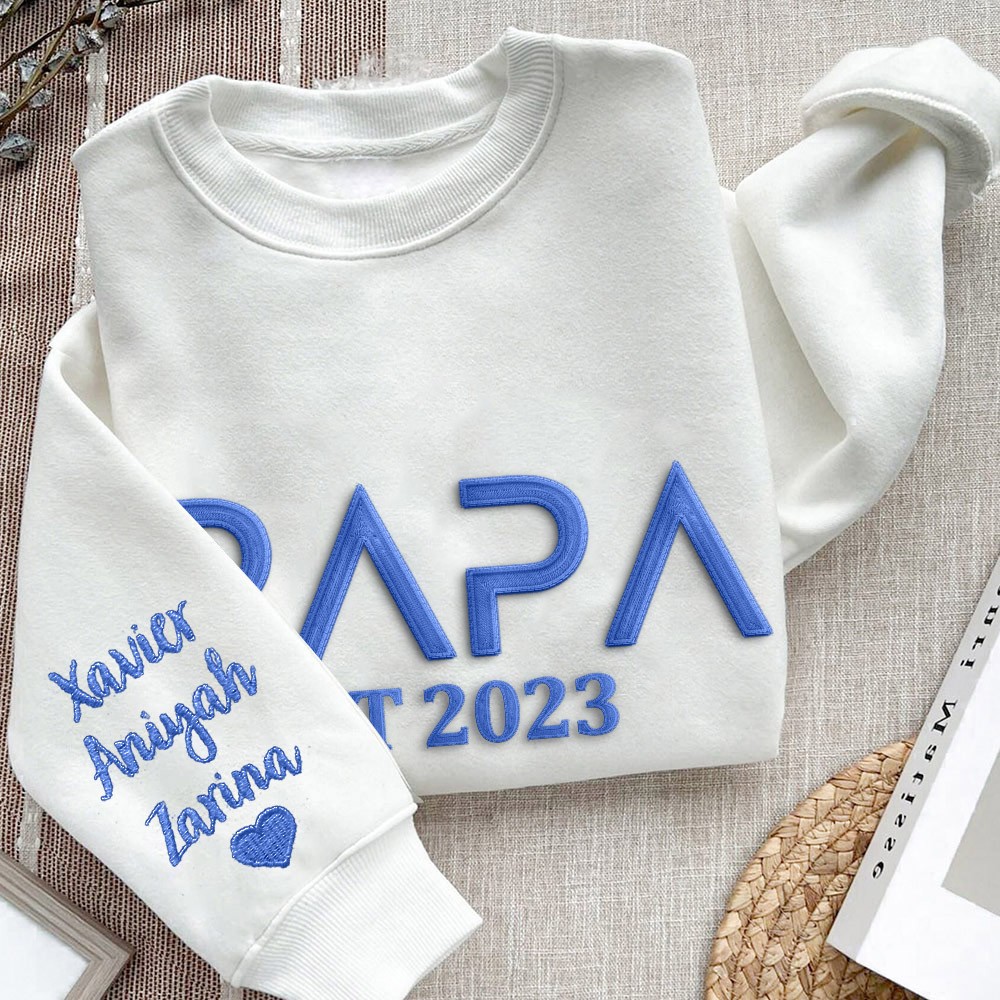 Personalized Papa Sweatshirt Hoodie With Embroidered Kids Names Keepsake Gift For Dad Father's Day Gift Ideas