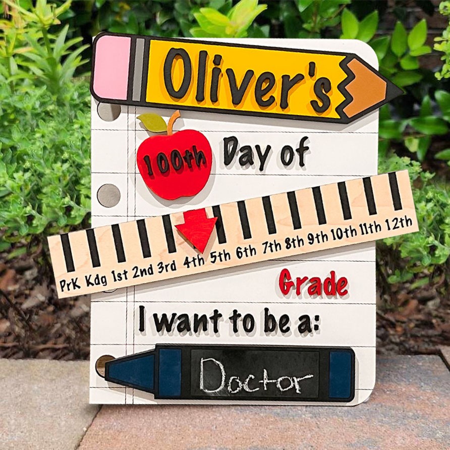 Custom First/100th/Last Day Sign With Handwriting Blank Chalkboard Photo Prop Interchangeable Back to School Gifts for Kids