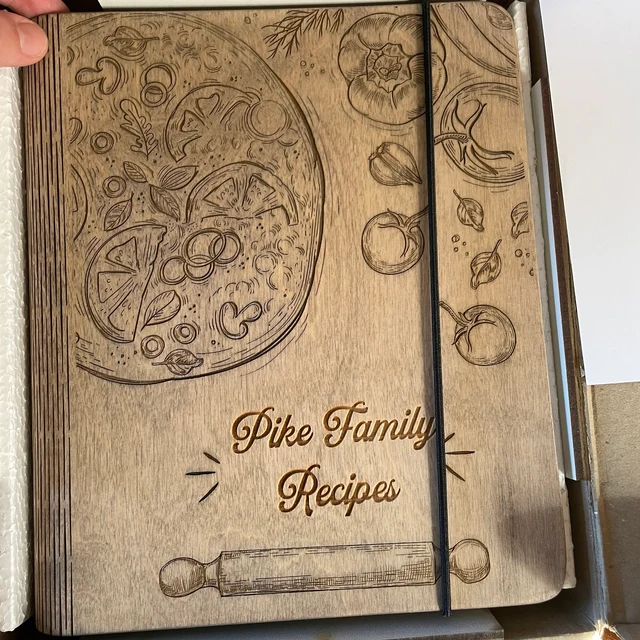 Personalized Family Wooden Recipe Book with Blank Binder Family Keepsake Gifts Christmas Gift for Mom