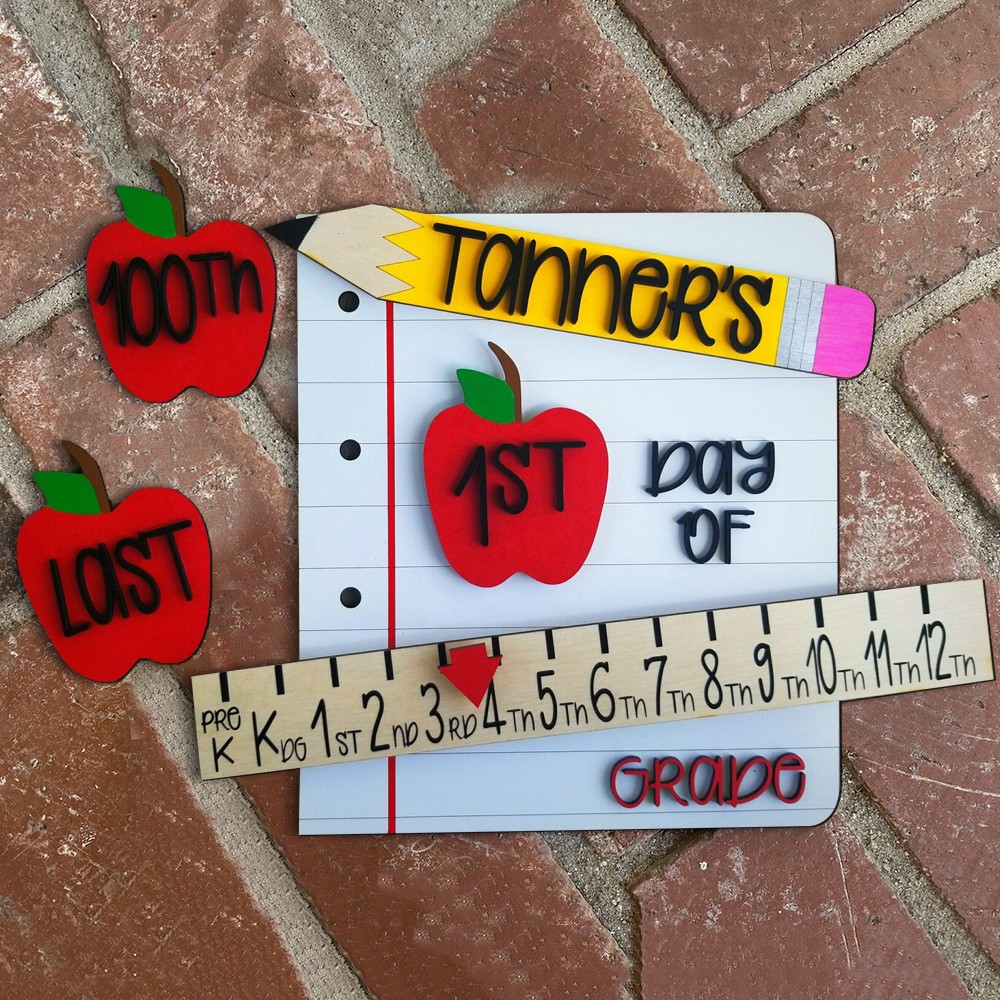 Personalized With Kid's Name Back to School Sign Custom Wooden First Last Or 100th Day of School Sign For Kids