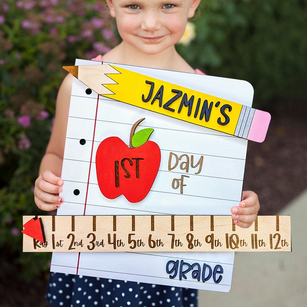 Personalized Interchangeable First Day of School Sign With Kid's Name Back to School Sign Best Gift For Kids