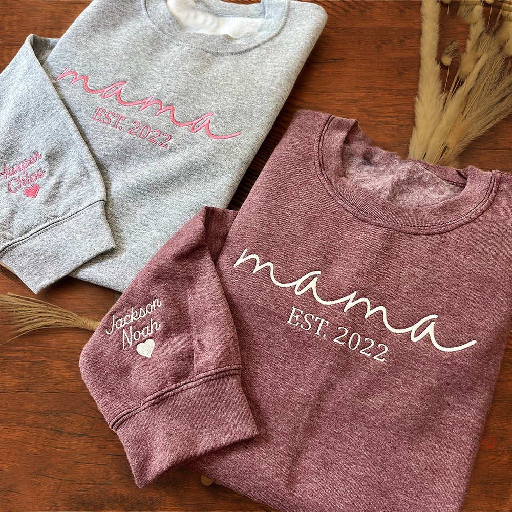 Custom Mama Embroidered Sweatshirt Hoodie Unique Gift For Mom Grandma Christmas Gifts