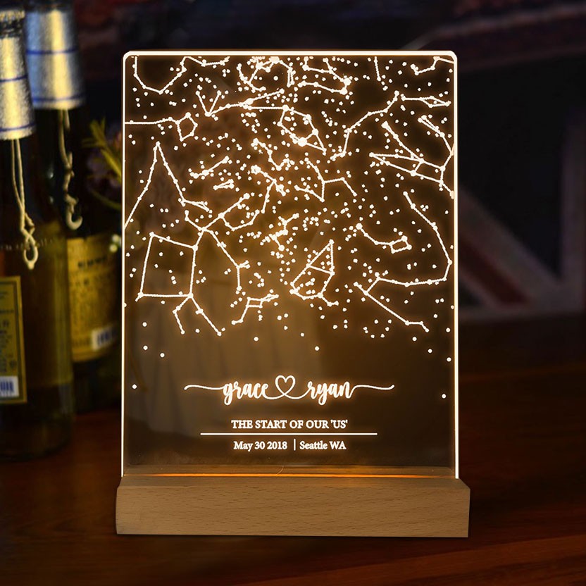 Personalized Star Map Night Light By Date Anniversary Gift Ideas Unique Gifts for Couple Christmas Gift