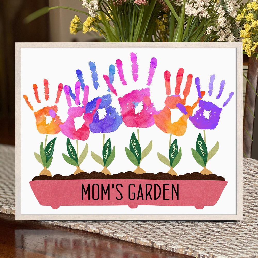 Custom Mom's Garden DIY Handprint Famliy Frame Sign Mother's Day Gifts