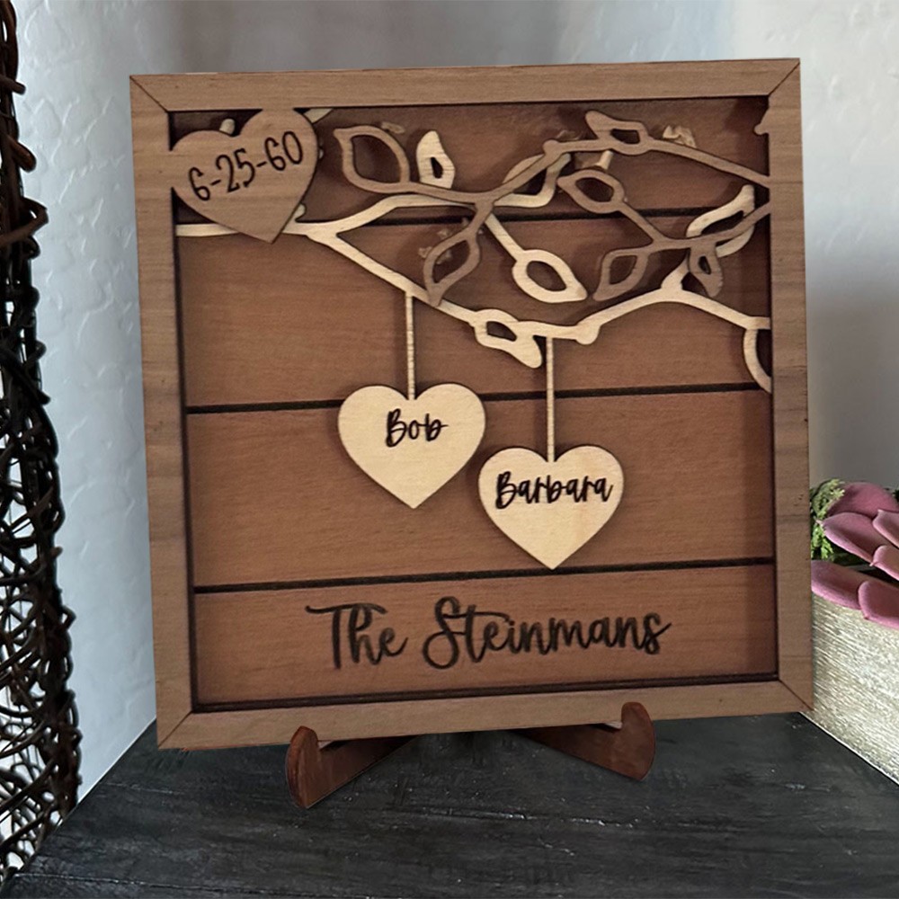 Custom Wooden Couple Name Sign Anniversary Gift Ideas Keepsake Gifts for Her