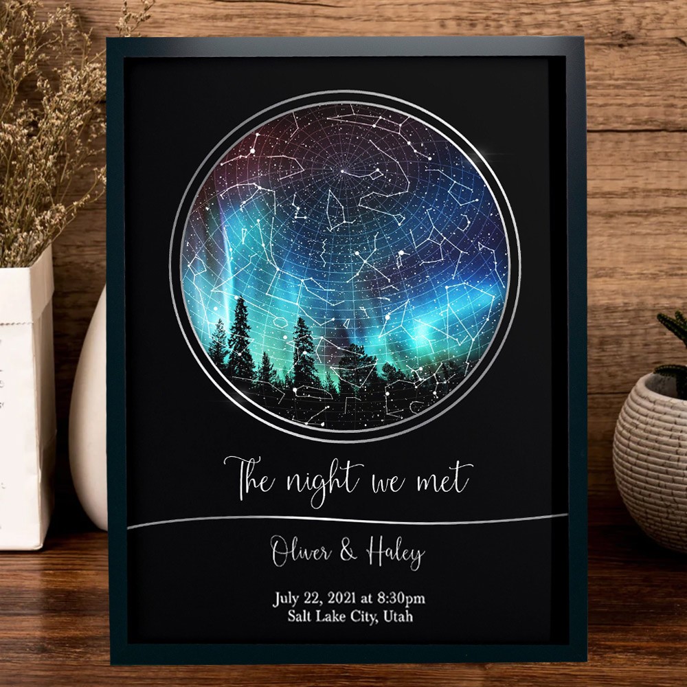 The Night We Met Personalized Star Map Frame Sign Anniversary Gift Ideas Unique Christmas Gift for Couple