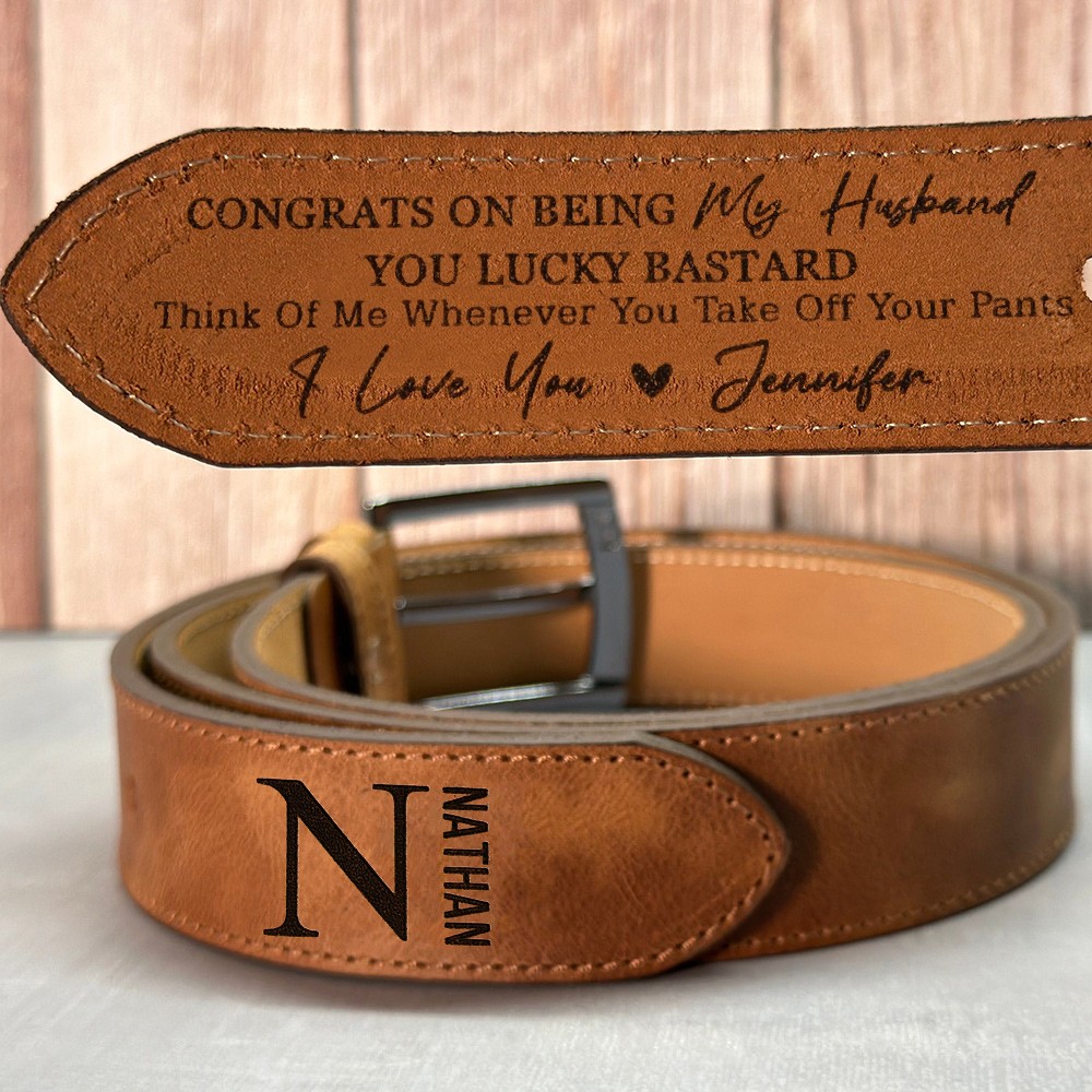 Custom Engraved Leather Belt Keepsake Gifts for Boyfriend Anniversary Gift for Husband Christmas Gift