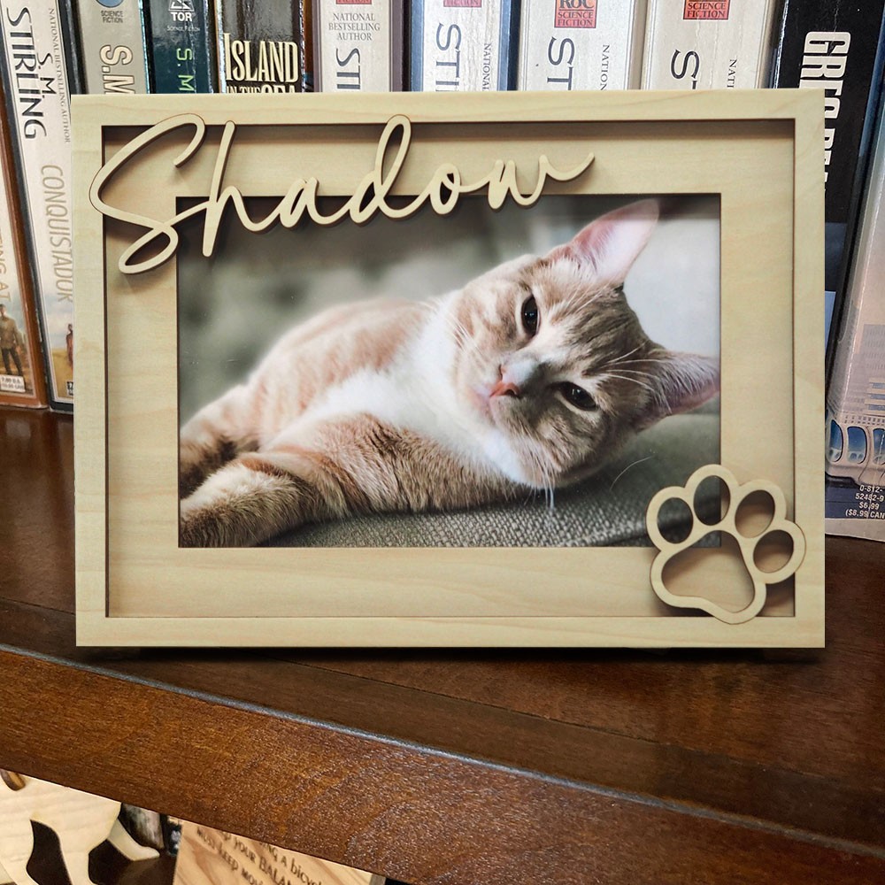 Personalized Pet Memorial Wood Photo Frame with Name Keepsake Gift for Pet Lover