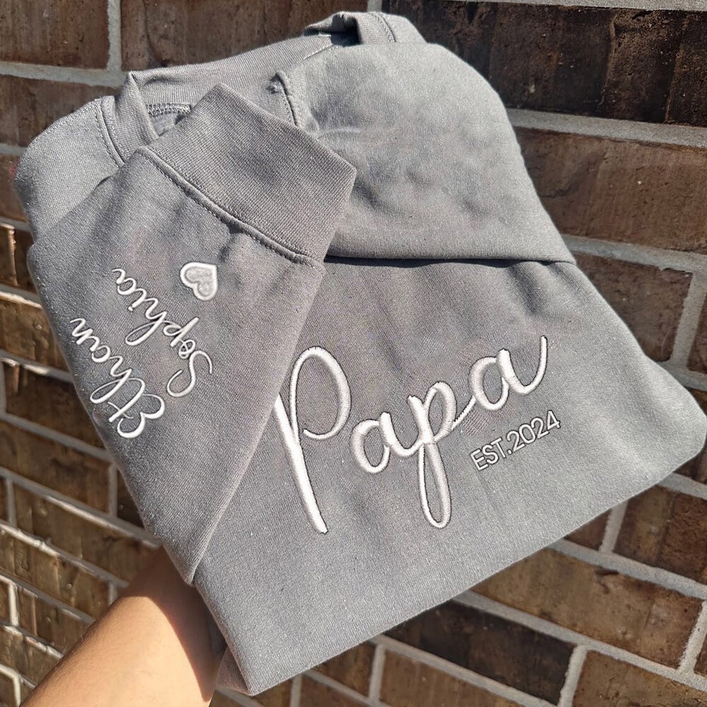 Custom Papa Embroidered Sweatshirt Hoodie Personalized Gift For Dad Unique Father's Day Gift Ideas