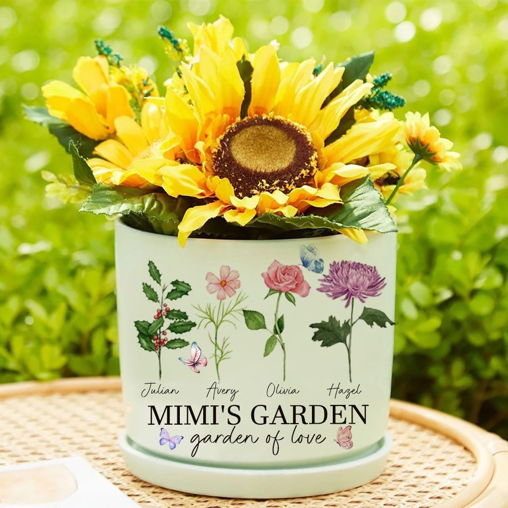 Personalized Garden of Life Mimi's Garden Birth Flower Pot Mother's Day Gift Ideas Family Birthday Gift For Mom Grandma