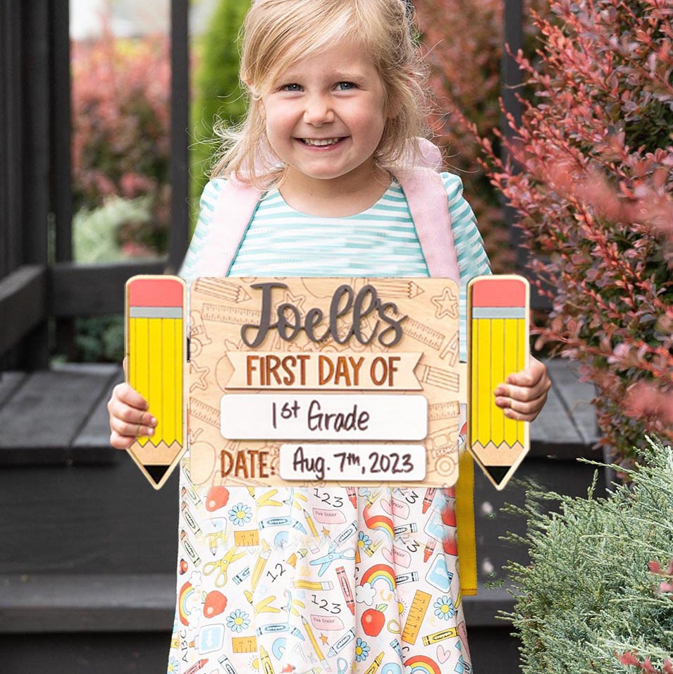 Personalized First Day of School Sign Wooden Back to School Sign Gift For Kids