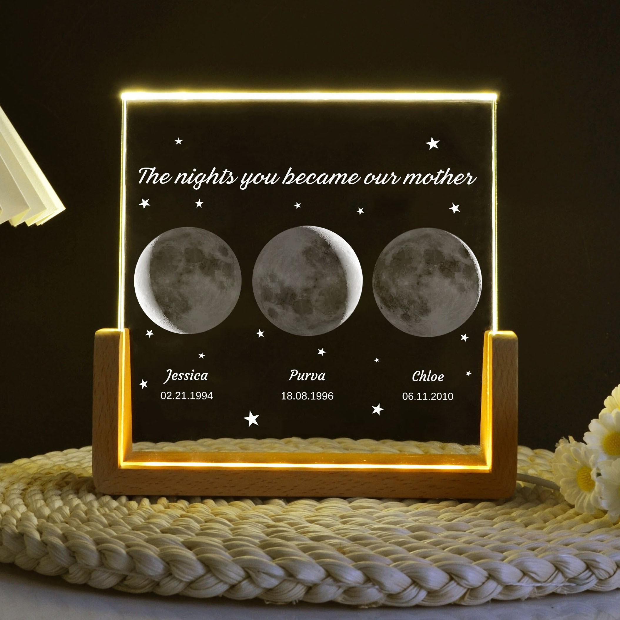 The Nights You Became Our Mother Personalized Moon Phase Photo Lamp Famliy Keepsake Gifts Mother's Day Gift Ideas