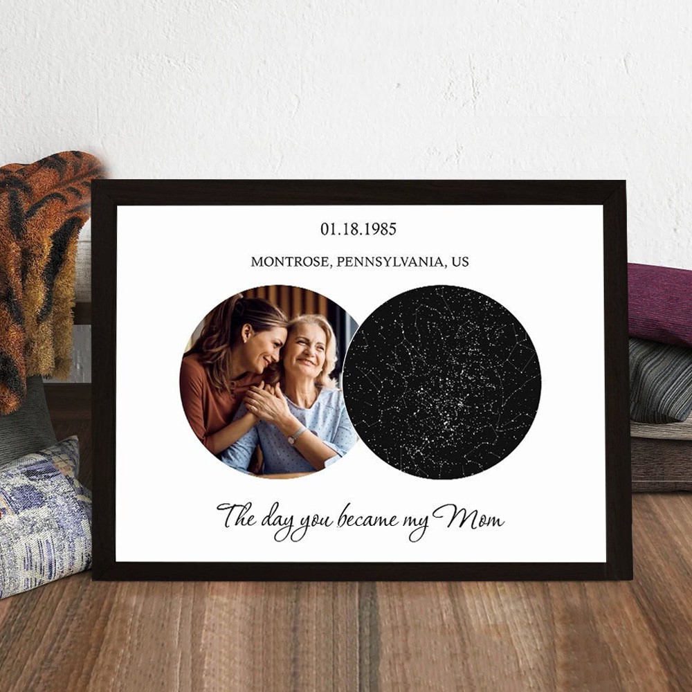 Custom Wooden Moon Phase Print Frame Keepsake Gift for Mom Grandma Mother's Day Gift Ideas