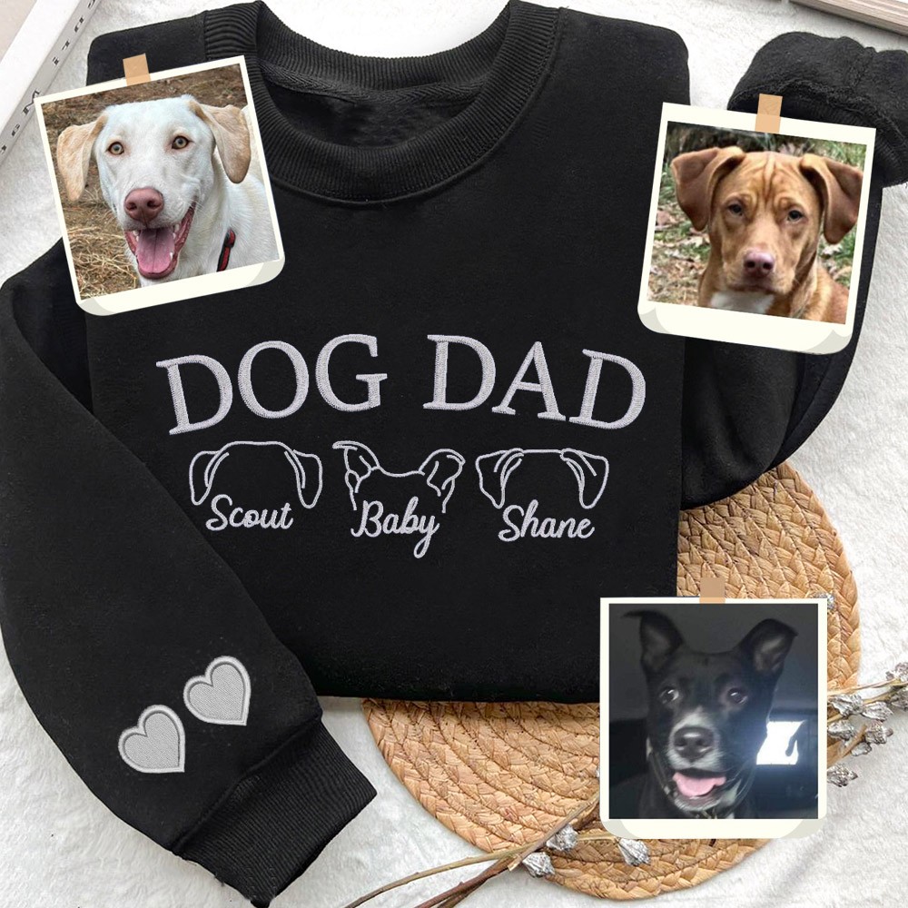 Custom Dog Dad Embroidered Sweatshirt Hoodie Cute Keepsake Gifts For Pet Lover Father's Day Gift