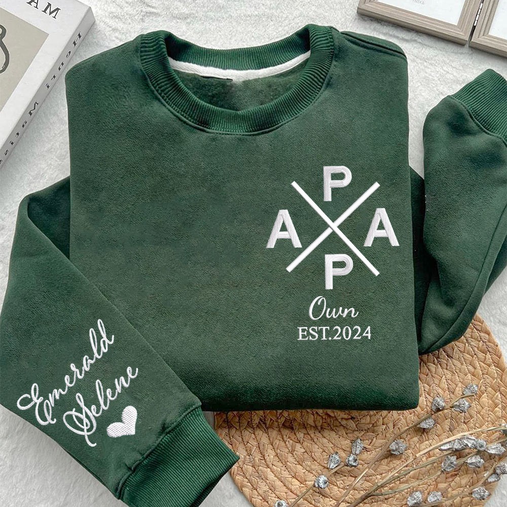 Personalized Papa Embroidered Sweatshirt Hoodie Unique Keepsake Gift For Dad Father's Day Gifts