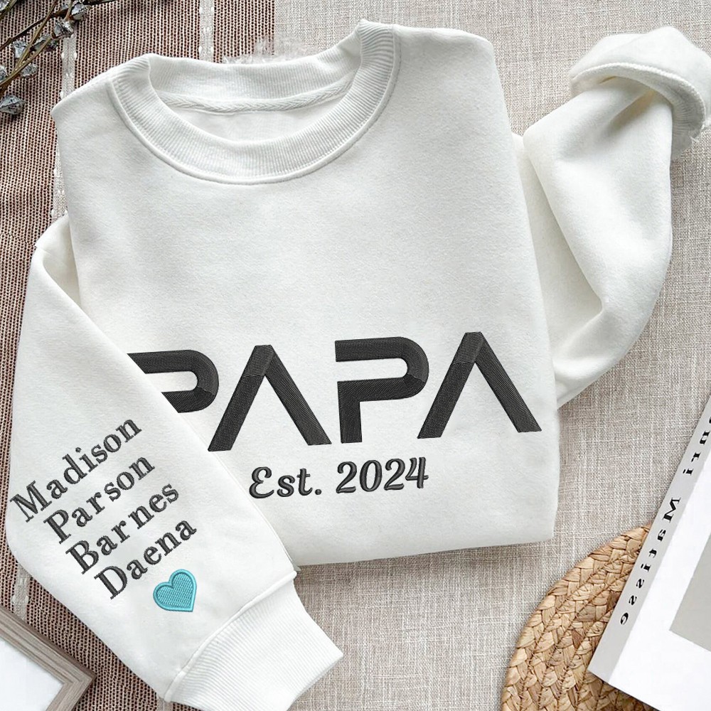 Custom Embroidered Sweatshirt For Papa Personalized Hoodie Father's Day Gift Ideas