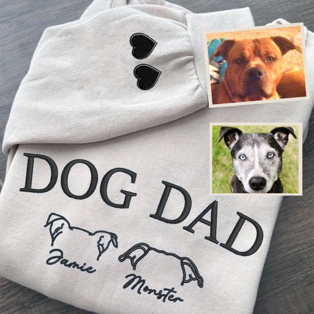 Personalized Dog Dad Embroidered Sweatshirt Hoodie Unique Funny Gifts For Pet Lover Father's Day Gift