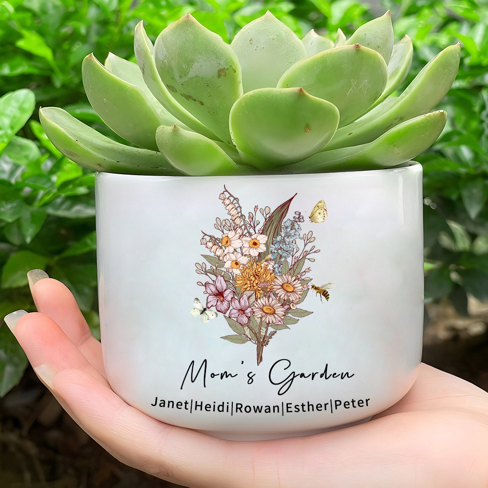 Custom Mom's Garden Scculent Plant Pots With Birth Bouquet Love Gifts for Mom Grandma Mother's Day Gifts