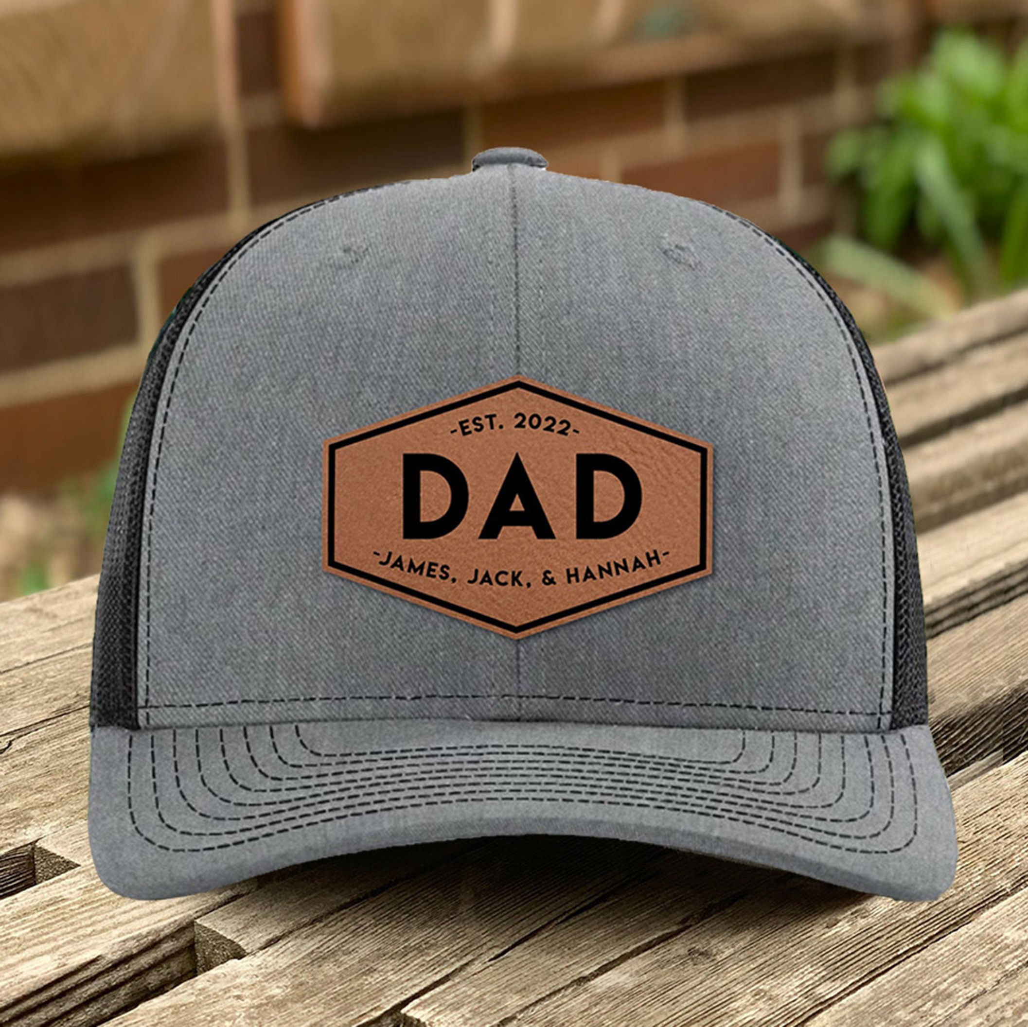 Custom Dad Real Leather Patch Hat Snapback Cap With Date New Dad Gift Ideas