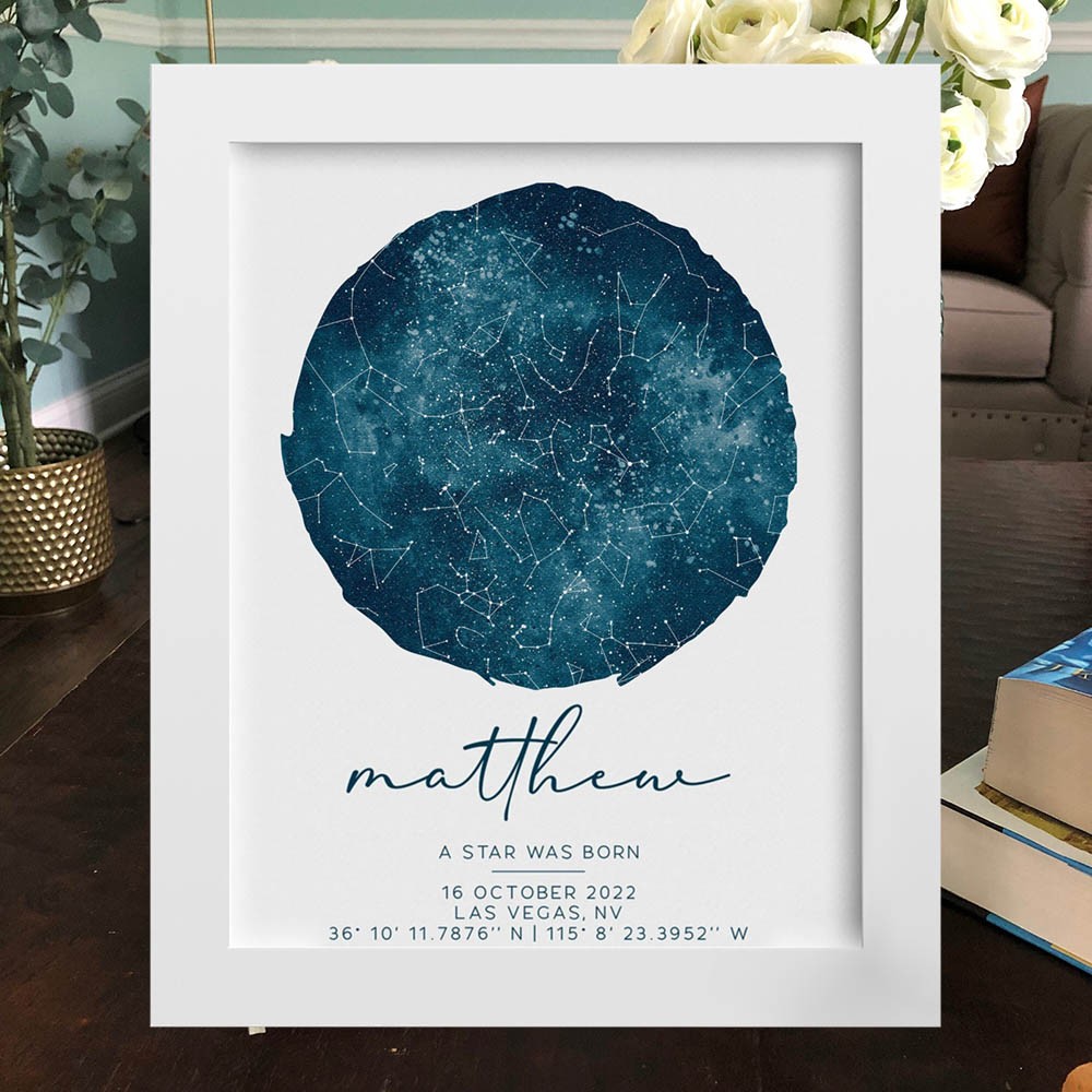 Personalized Constellation Star Map Print Frame Wedding Anniversary Gifts Custom Gift for Couples