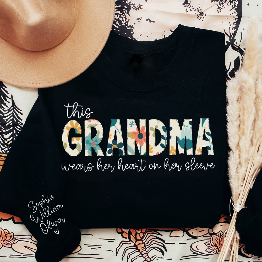 Personalized Embroidered Grandma Sweatshirt Hoodie with kids Names Mother's Day Gift