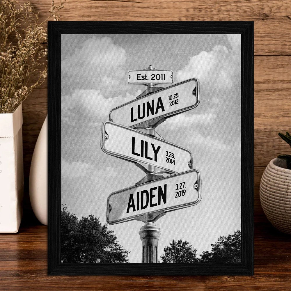 Custom Family Names Vintage Street Sign Date of Birth Gift For Parents Keepsake Gift for Family