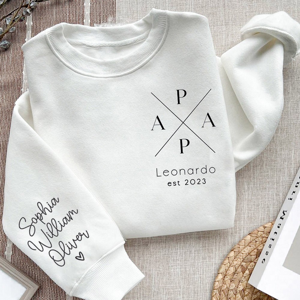 Personalized Papa Embroidered Sweatshirt Hoodie T-shirt Perfect Keepsake Gift Father's Day Gift Ideas