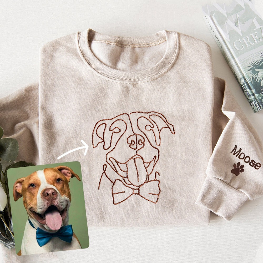 Custom Embroidered Pet Sweatshirt Hoodie Personalized with Your Pet's Photo Embroidery Gift for Pet Lovers