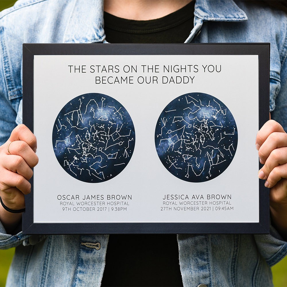 The Stars on The Night You Became Our Daddy Personalized Star Map Frame Sign for Dad Christmas Gifts