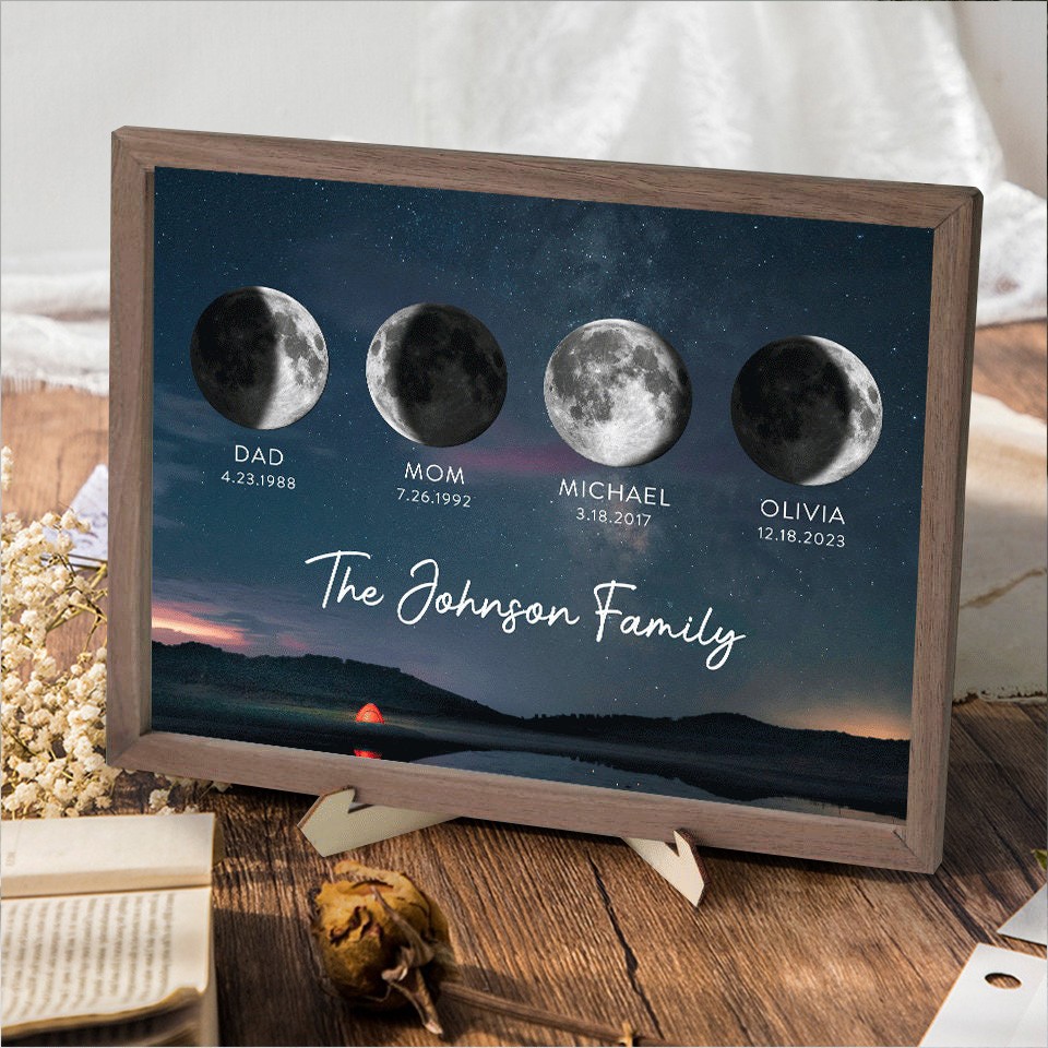 Custom Family Moon Phase Frame Sign Personalized Unique Mother's Day Gifts