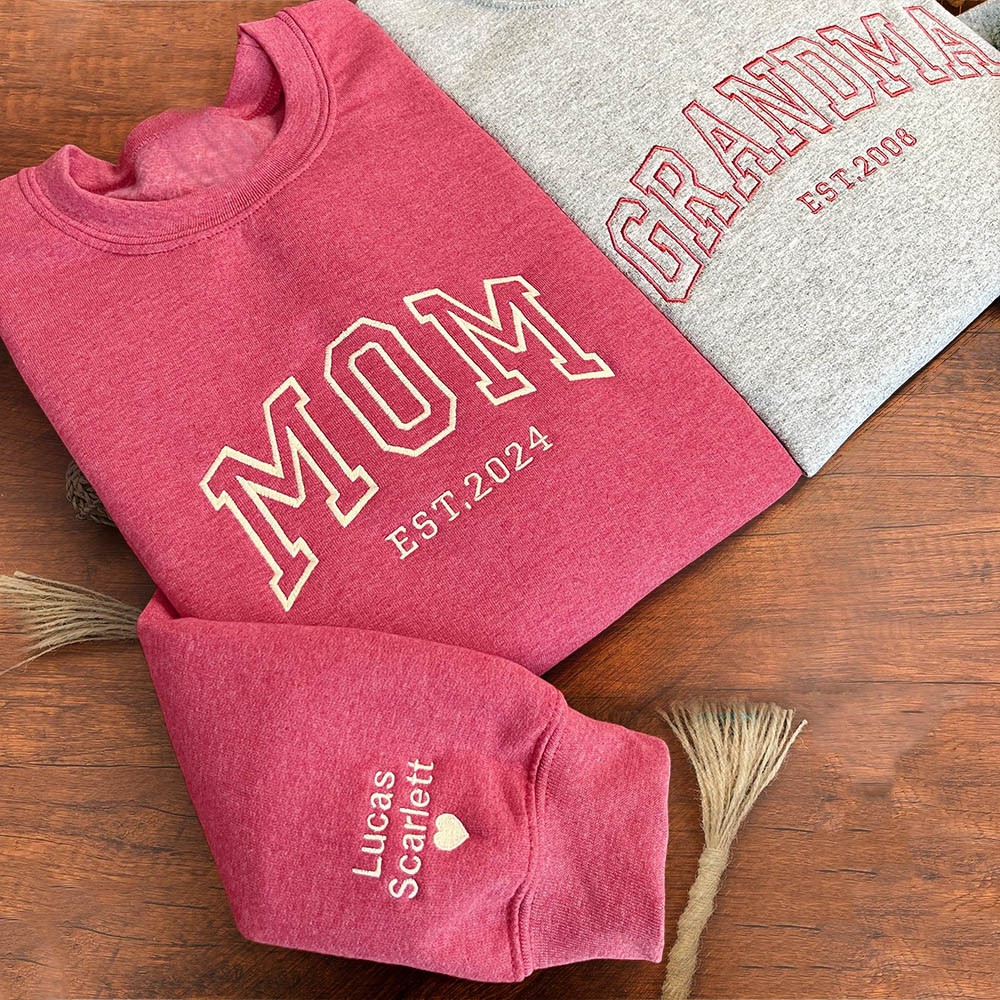 Personalized Mom Embroidered Sweatshirt Hoodie Family Gift For Mom Grandma Christmas Gift Ideas