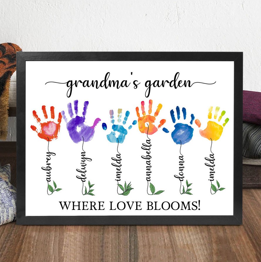 Personalized Grandma's Garden Where Love Blooms DIY Handprint Frame Mother's Day GIft Ideas