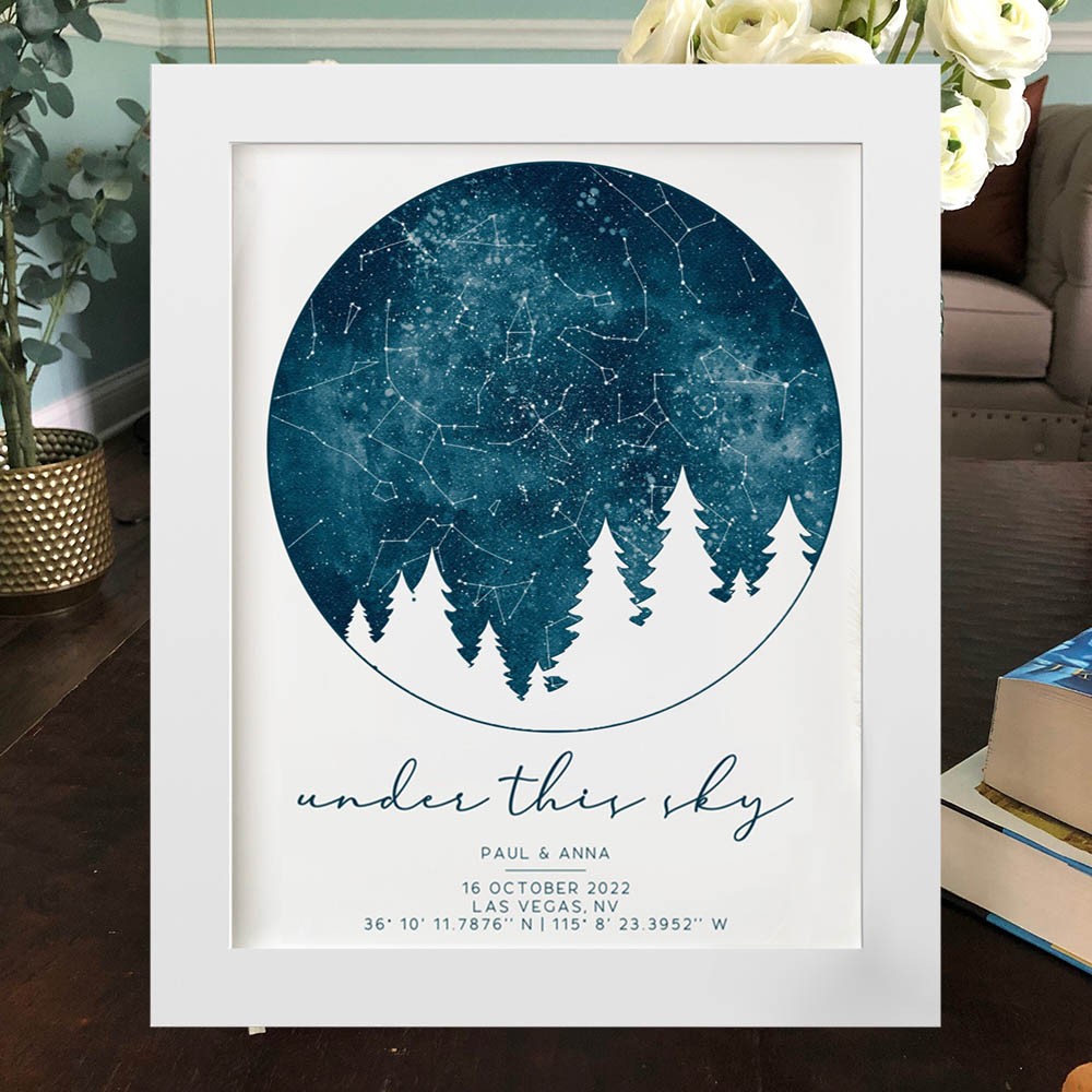 Custom Under This Sky Couple Star Map Frame Love Gifts for Soulmate Anniversary Gift Ideas Christmas Gift