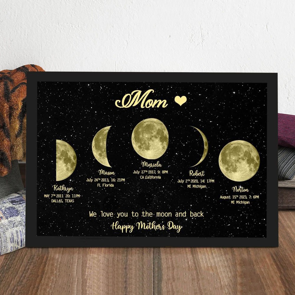 Custom Mom Moon Phase Print Family Frame Birthday Gift For Mom Mother's Day Gift Ideas