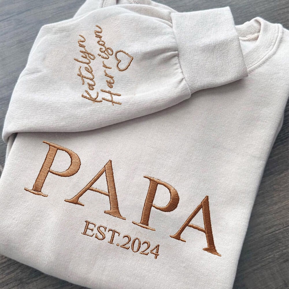 Personalized Papa Embroidered Sweatshirt Hoodie Father's Day Gifts Unique Family Gift Ideas