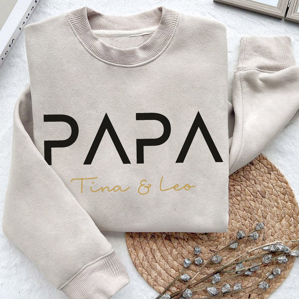 Personalized Papa Embroidered Sweatshirt T-shirt Hoodie Custom Keepsake Gift For Dad Perfect Father's Day Gift Ideas