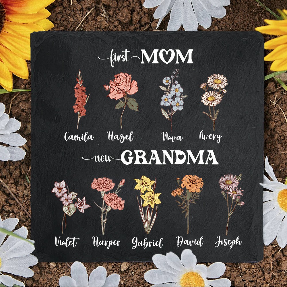 First Mom Now Grandm Birth Flower Plaque For Grandma's Garden Preparing Gift For Grandma Mom Mother's Day Gift Ideas