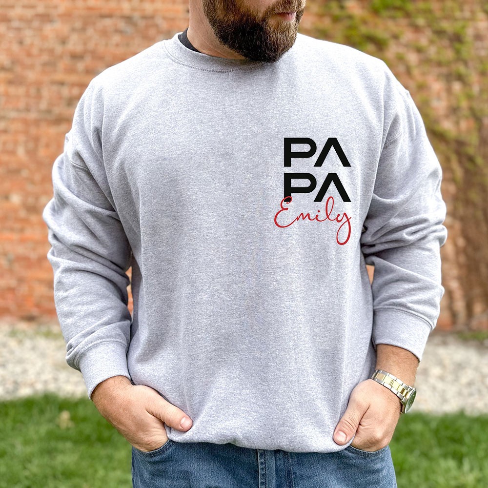 Custom Embroidered Papa Sweatshirt Hoodie T-shirt Birthday Gift For Dad Perfect Father's Day Gift Ideas