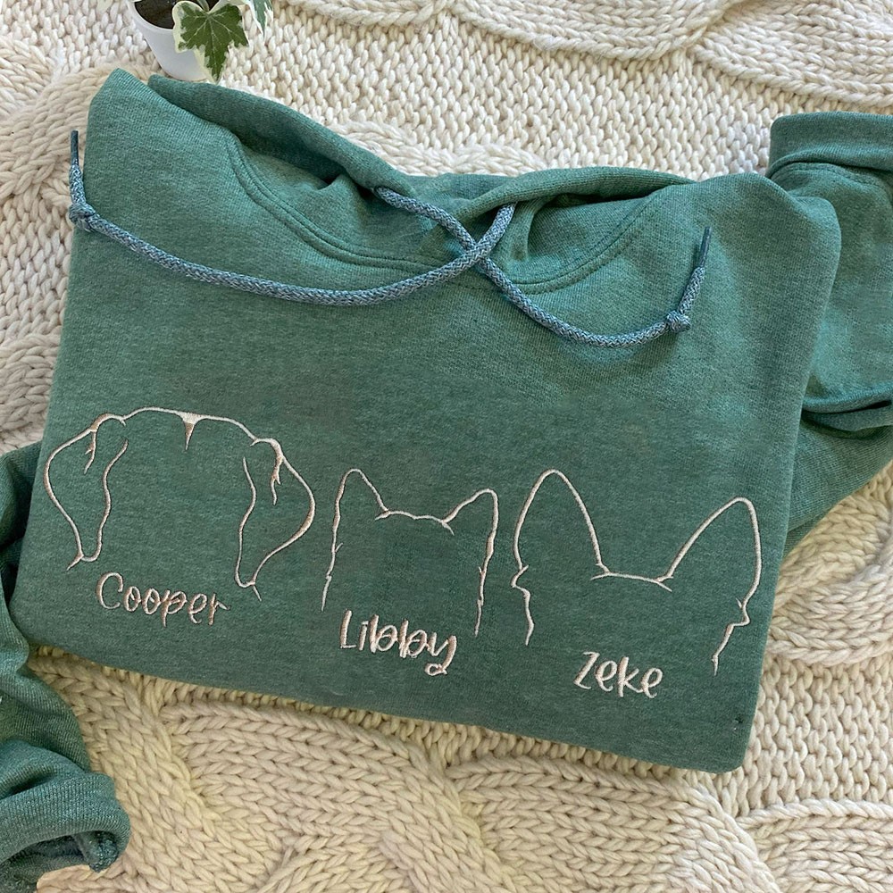 Personalized Embroided Dog Ears Sweatshirt Hoodie With Name Pet Lover Gift Ideas Custom Gifts For Dog Mom Dog Dad