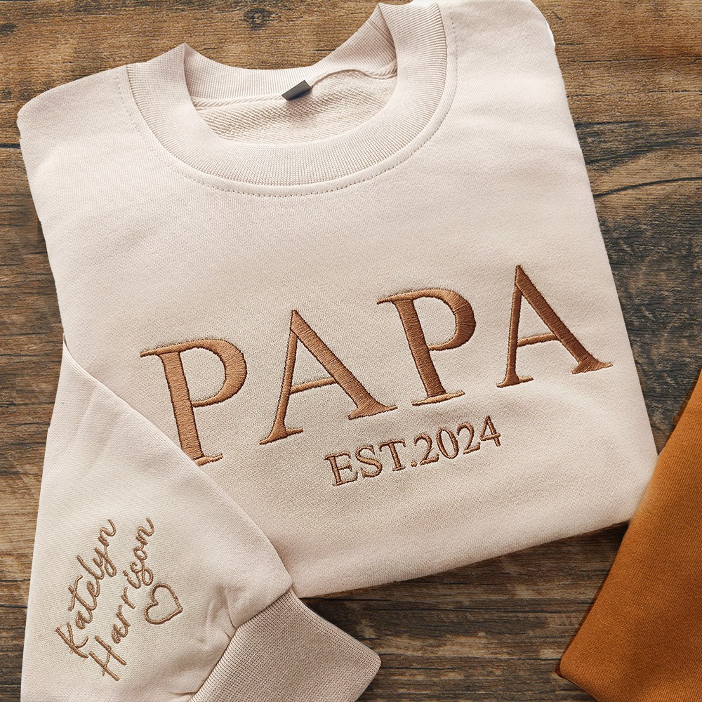 Custom Papa Embroidered Sweatshirt Hoodie Father's Day Gift Ideas Unique Family Keepsake Gift For Dad