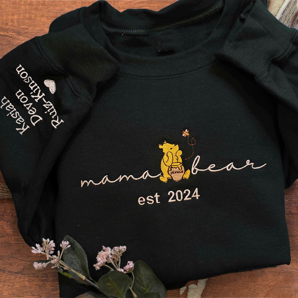 Personalized Mama Bear Embroidered Sweatshirt Hoodie With Names Keepsake Gift For Mom Christmas Gift Ideas