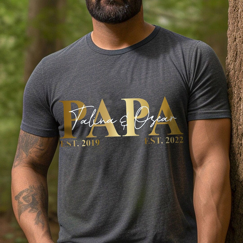 Custom Design Papa Embroidered T-shirt Sweatshirt Family Gift Father's Day Gifts